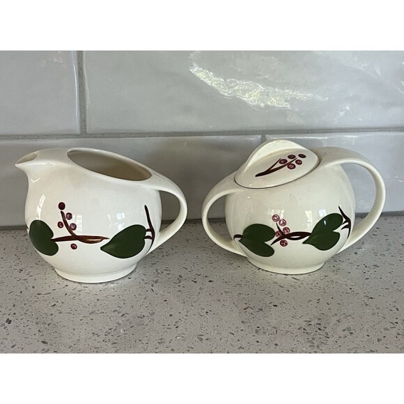 Blue Ridge Southern Potteries Stanhome Ivy And Berries Creamer And Sugar 1950's - Picture 2 of 8